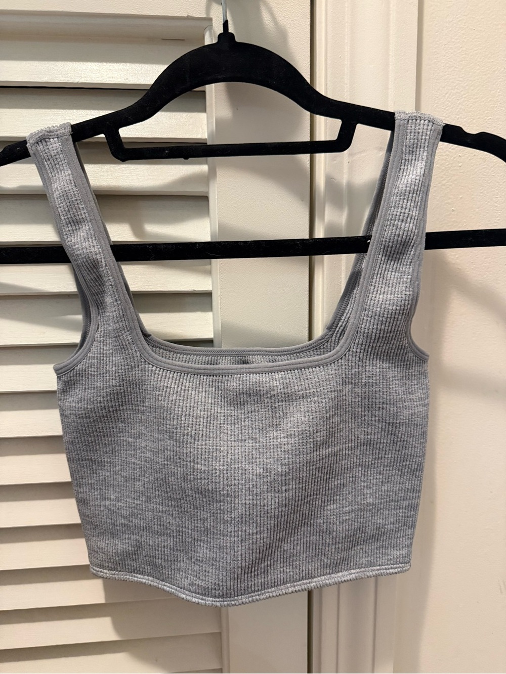 Forever 21 Ribbed Square-Neck Crop Tank - Gray